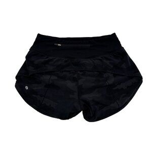 Lululemon Run Speed Up High Rise Shorts 4” Lined Black Camo Size 4 tall W7B40S